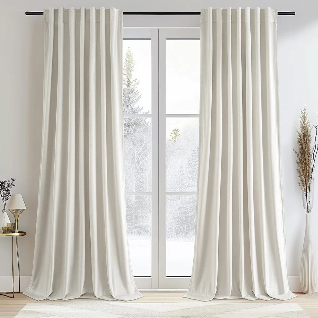 Living Room Velvet Curtain With Back Tab Hooks